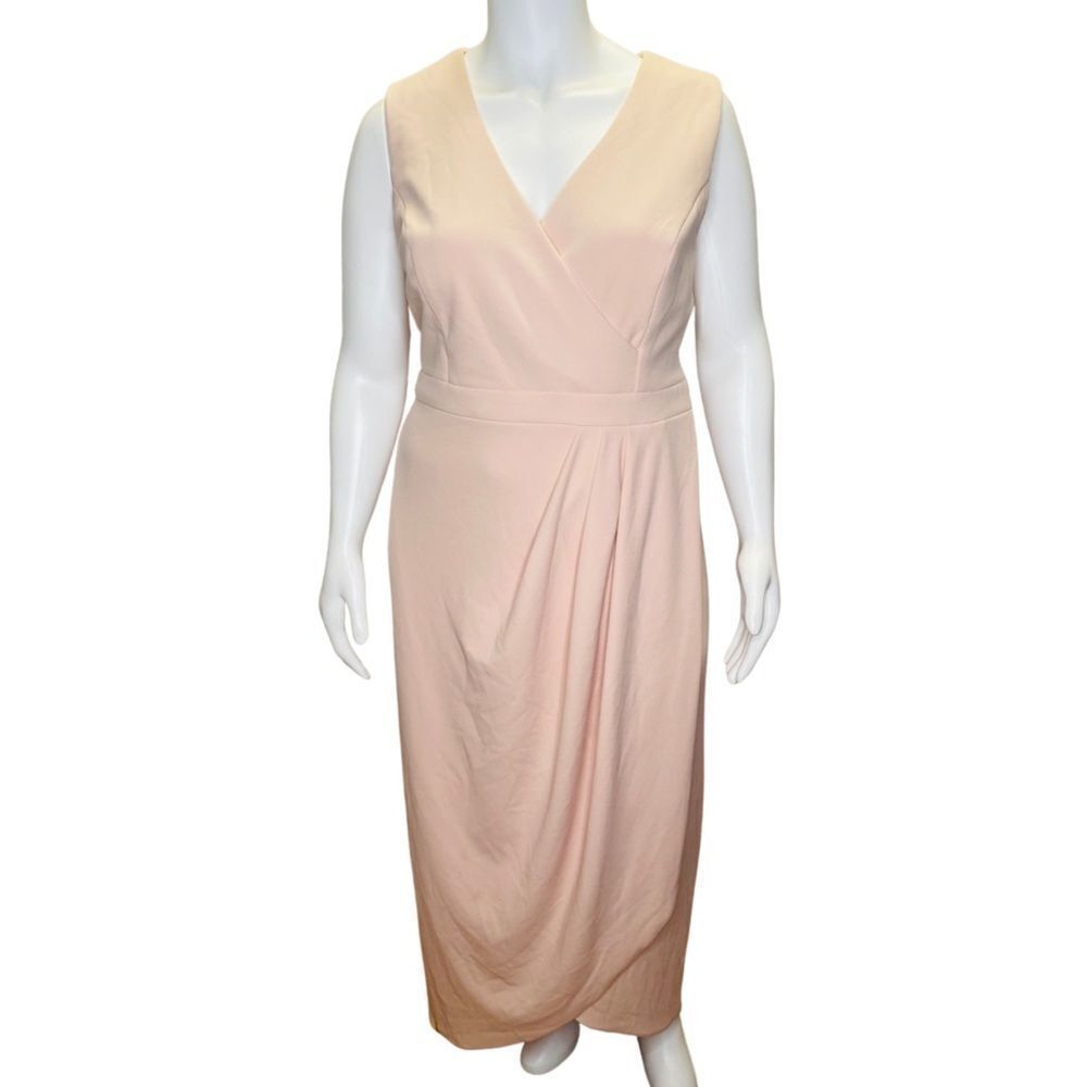 Xscape Wrap Front Scuba Crepe Gown